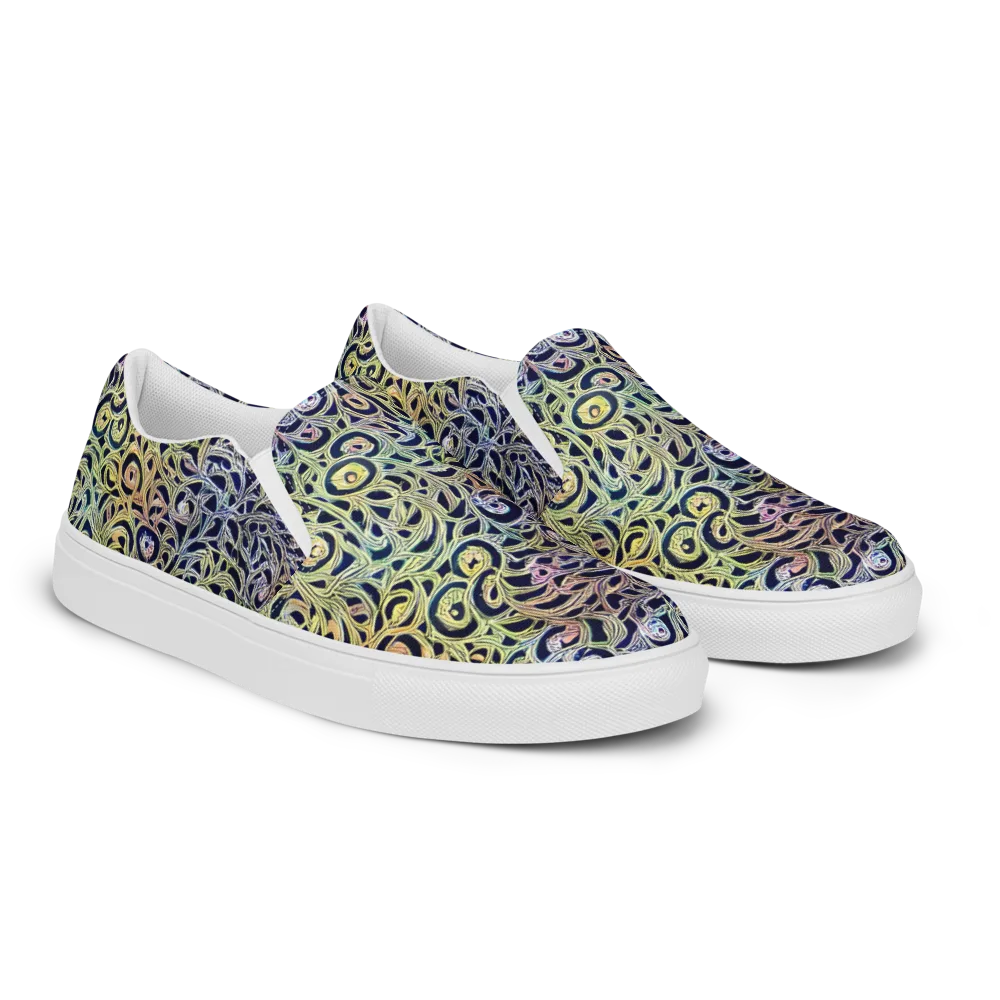 Citron Labyrinth on Men's Slip-On Canvas Shoes — Right Front