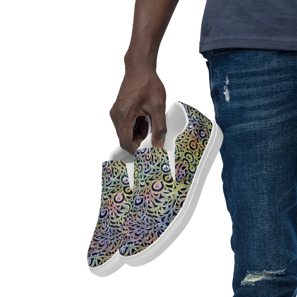 Citron Labyrinth on Men's Slip-On Canvas Shoes — Left Front
