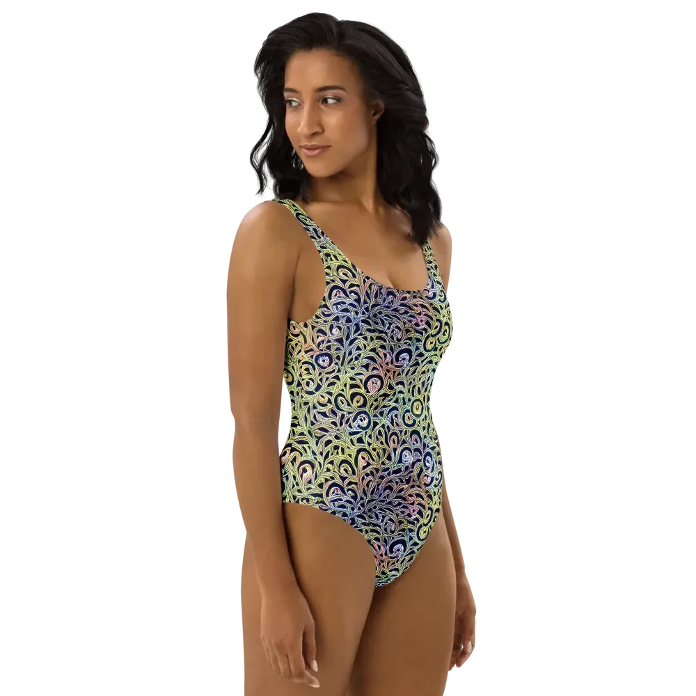 Citron Labyrinth on One-Piece Swimsuit — Right