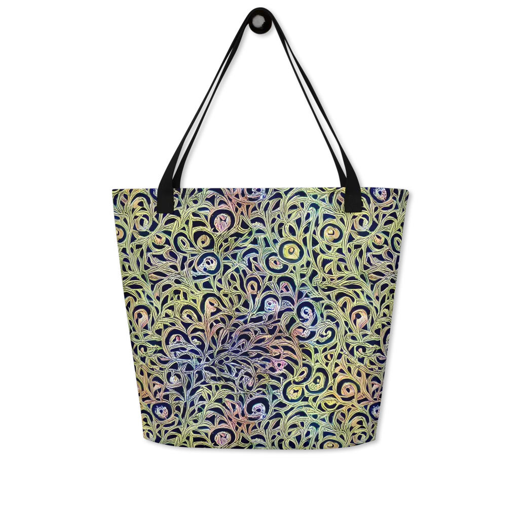 Citron Labyrinth on Large Tote Bag W/ Pocket — Front