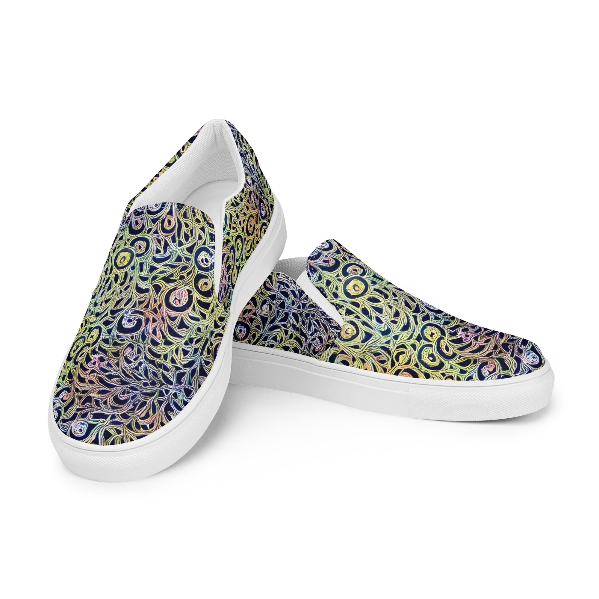 Citron Labyrinth on Women's Slip-On Canvas Shoes — Left Front