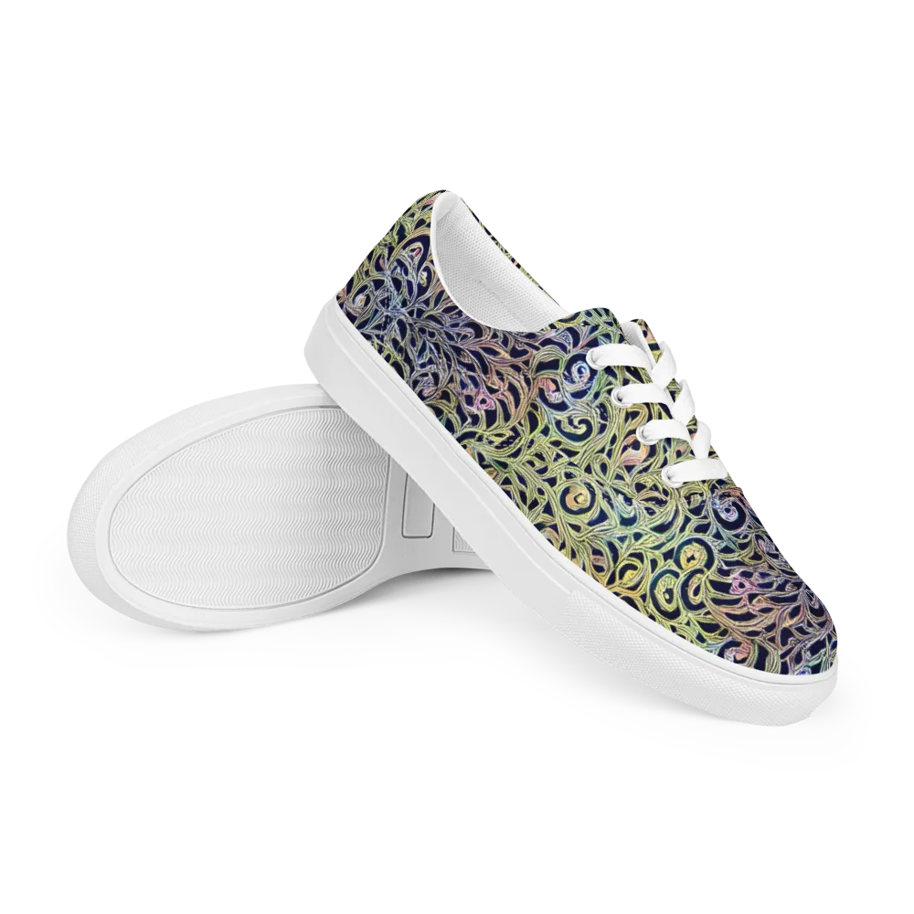 Citron Labyrinth on Men's Lace-Up Canvas Shoes — Right Front
