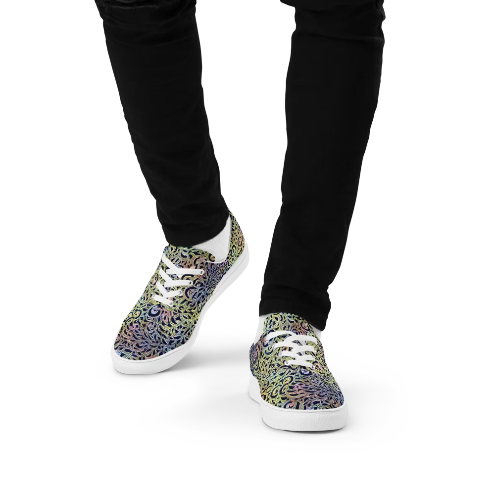 Citron Labyrinth on Men's Lace-Up Canvas Shoes — Front