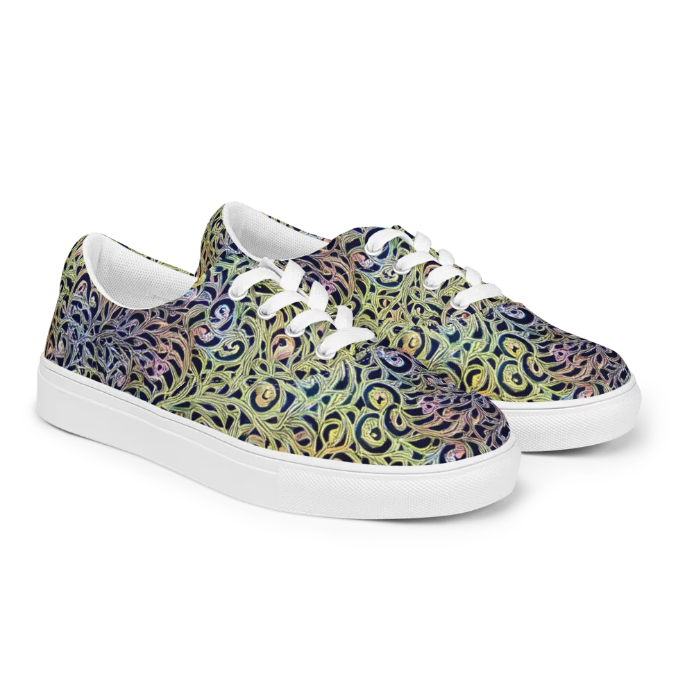 Citron Labyrinth on Men's Lace-Up Canvas Shoes — Right Front