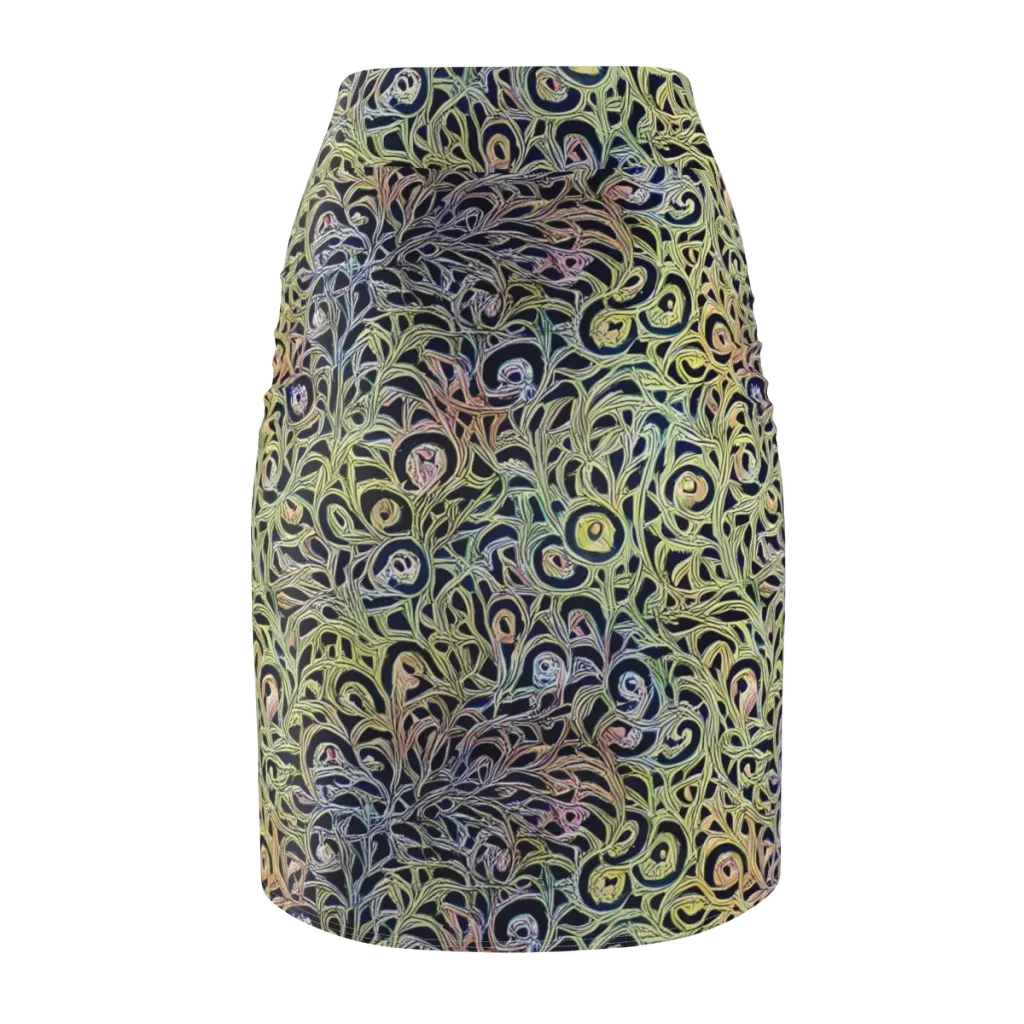 Citron Labyrinth on Pencil Skirt — Back