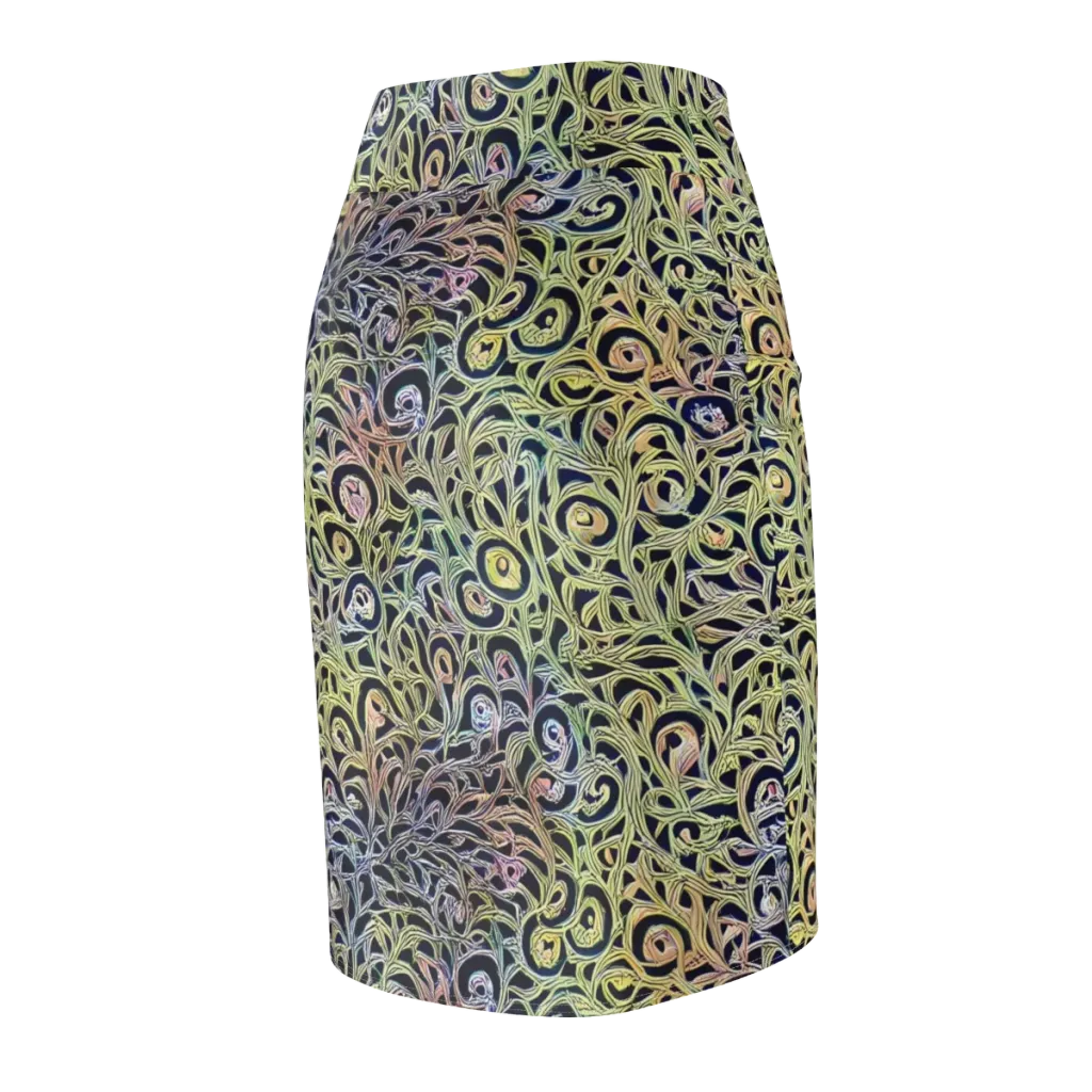 Citron Labyrinth on Pencil Skirt — Back Side