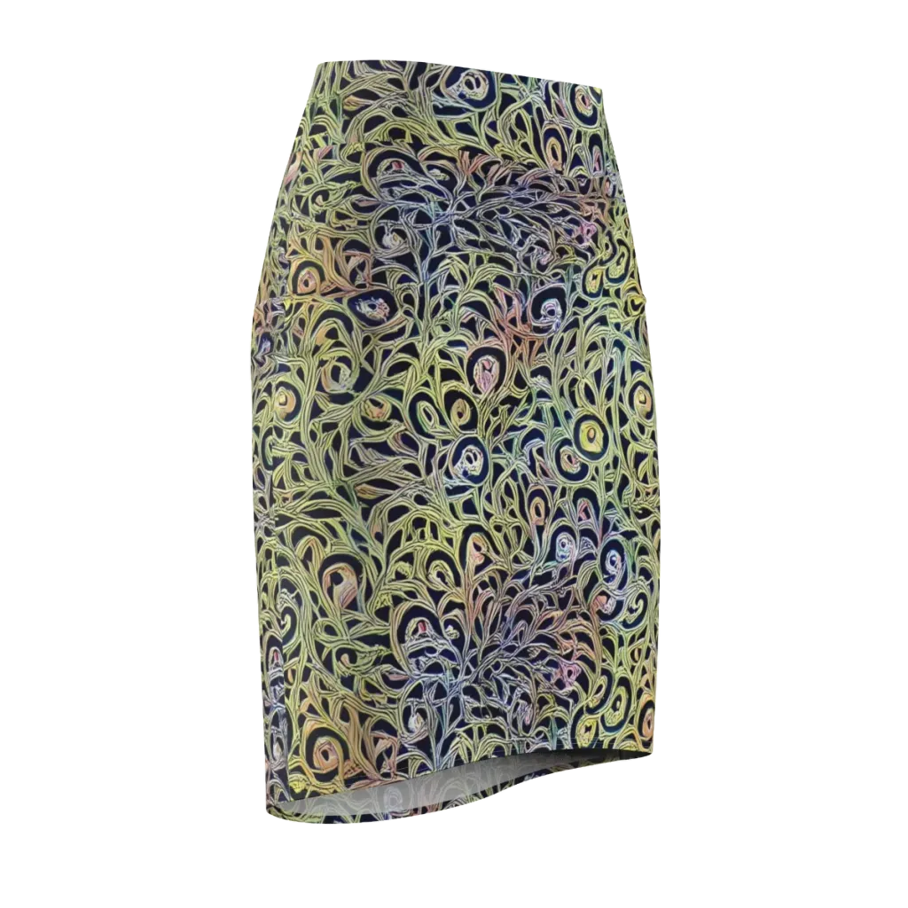 Citron Labyrinth on Pencil Skirt — Front Side