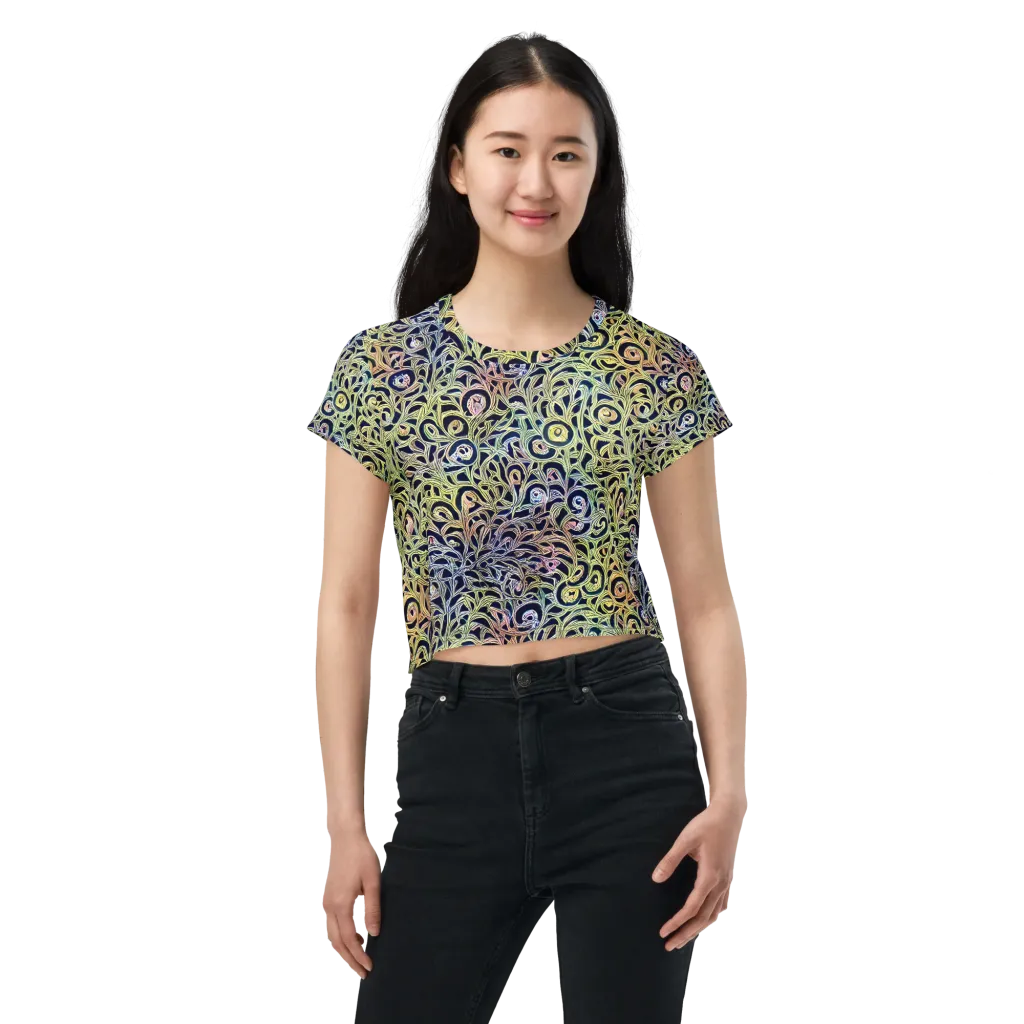 Citron Labyrinth on Crop Tee — Front