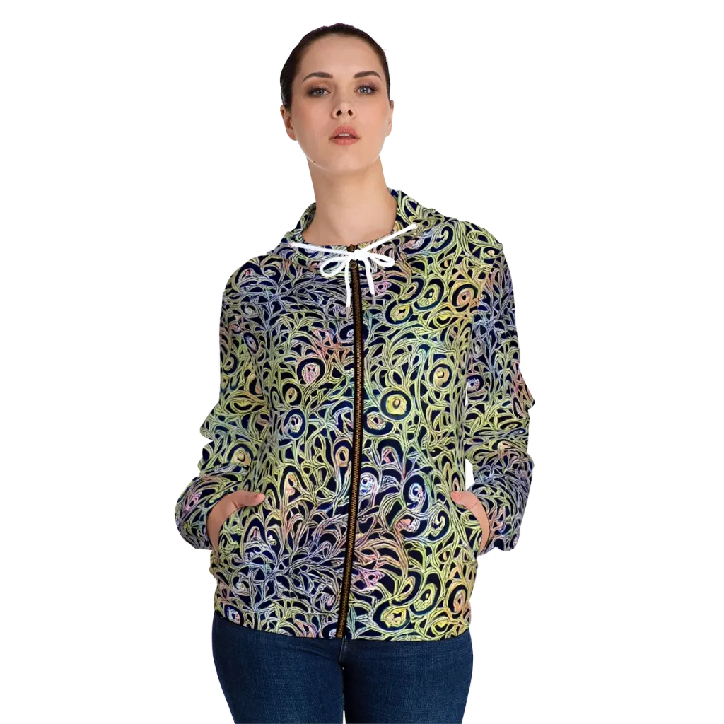 Citron Labyrinth on Women's Full-Zip Hoodie — Front On Person