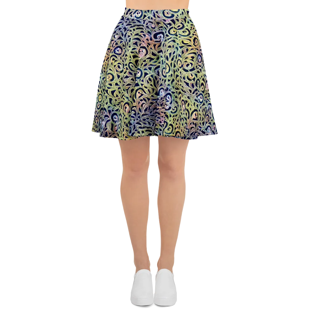 Citron Labyrinth on Skater Skirt — Front