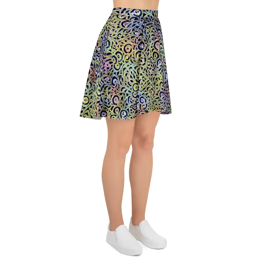Citron Labyrinth on Skater Skirt — Right