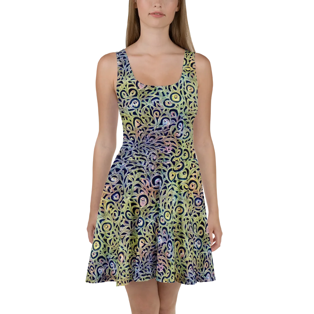 Citron Labyrinth on Skater Dress — Front