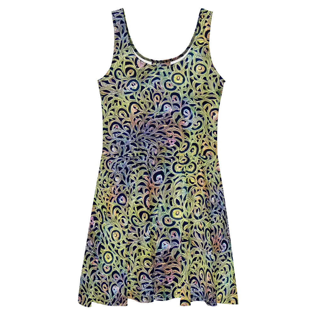 Citron Labyrinth on Skater Dress — Front