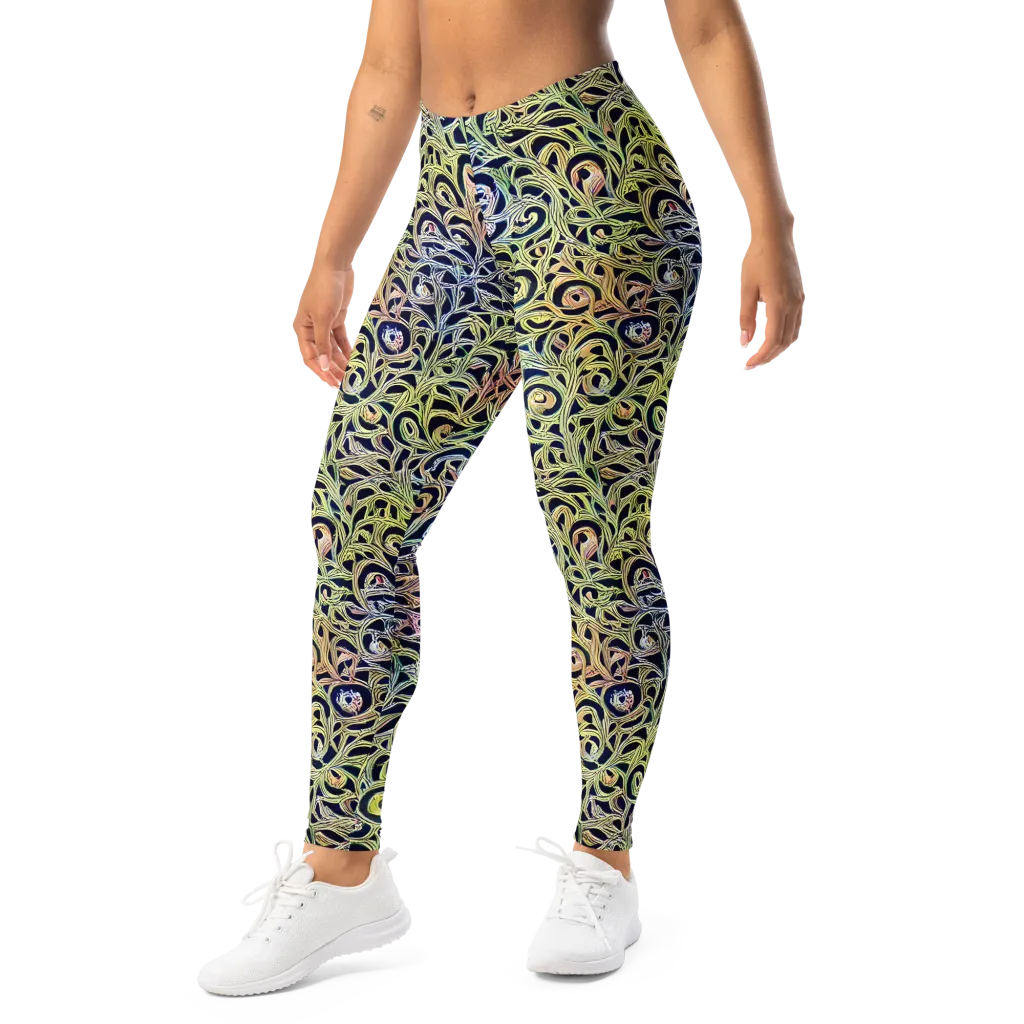 Citron Labyrinth on Leggings — Left Front