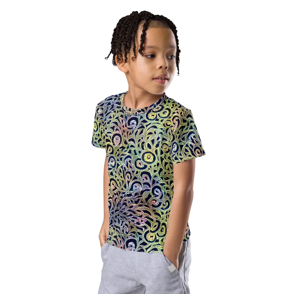 Citron Labyrinth on Kids Crew Neck T-Shirt — Left Front