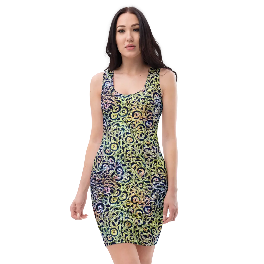 Citron Labyrinth on Bodycon Dress — Front