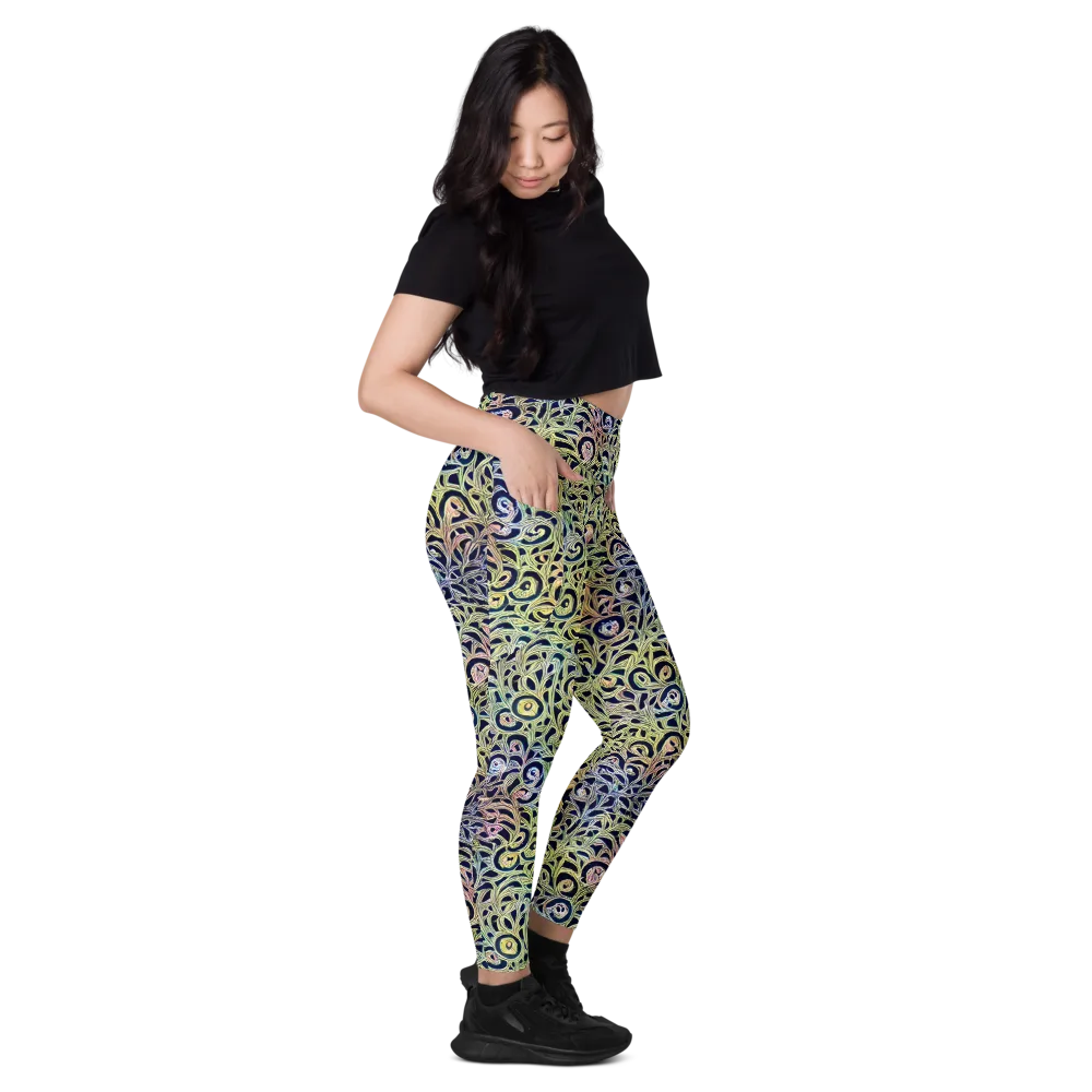 Citron Labyrinth on Leggings with Pockets — Right