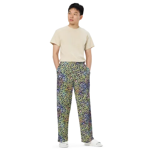 Citron Labyrinth on a Wide-Leg Pants