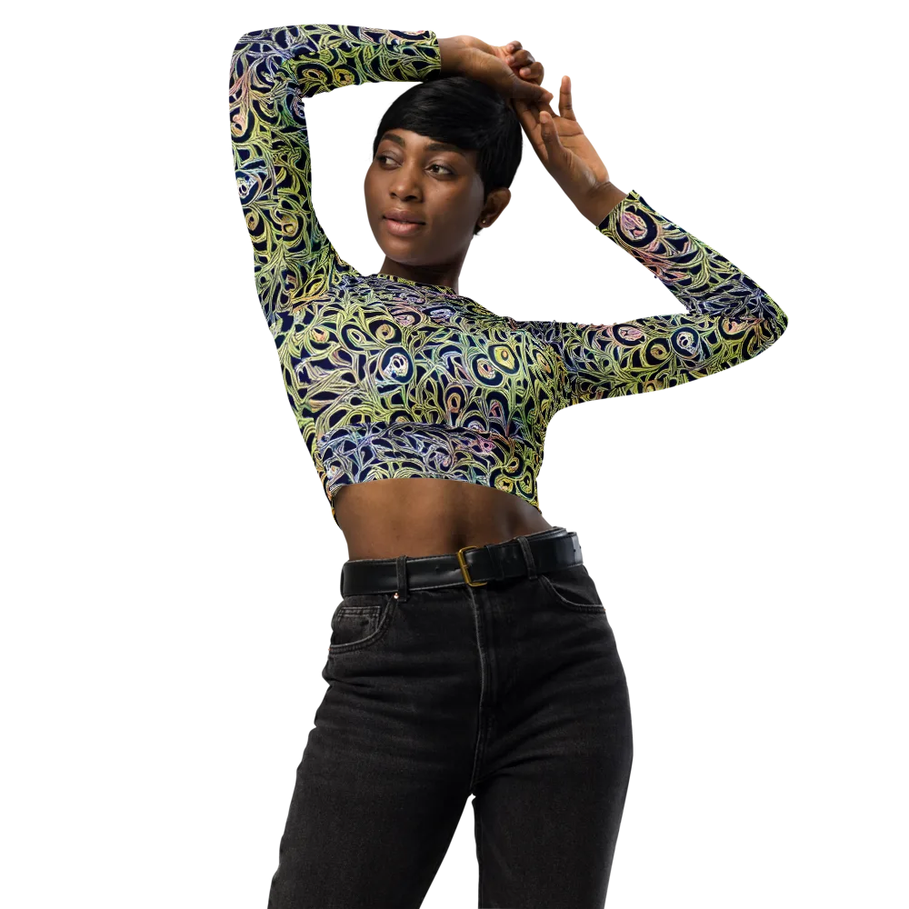 Citron Labyrinth on Long Sleeve Crop Top — Front