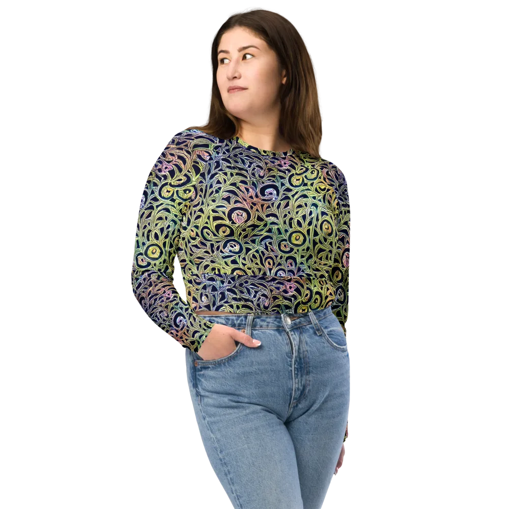 Citron Labyrinth on Long Sleeve Crop Top — Front