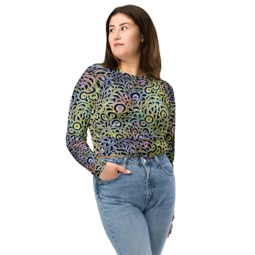 Citron Labyrinth on a Long Sleeve Crop Top