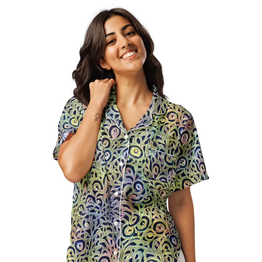 Citron Labyrinth on Women's Short Sleeve Pajama Top — Front