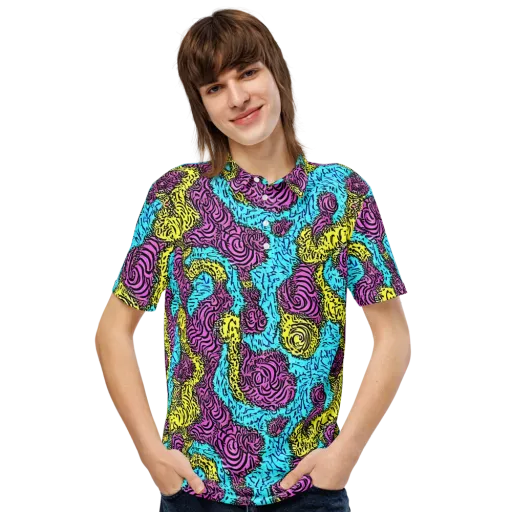 Electric Bloom Maze on a Men's Slim Fit Polo Shirt