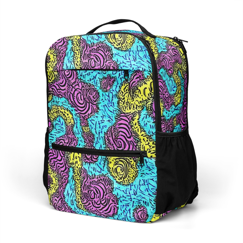 Electric Bloom Maze on Utility Backpack — Left Front