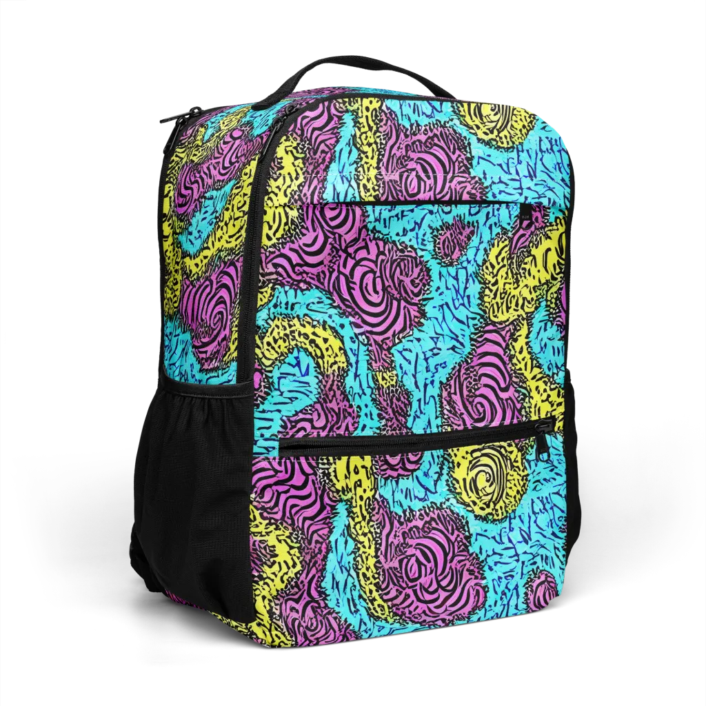 Electric Bloom Maze on Utility Backpack — Right Front
