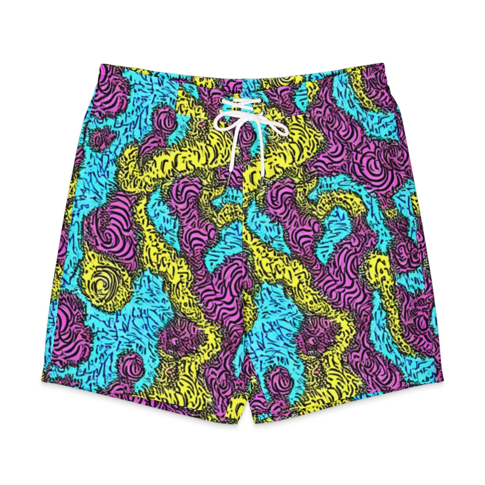 Electric Bloom Maze on Men's Board Shorts — Front