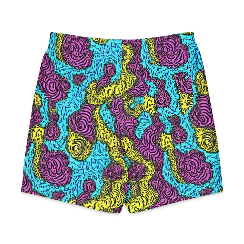 Electric Bloom Maze on Men's Board Shorts — Back
