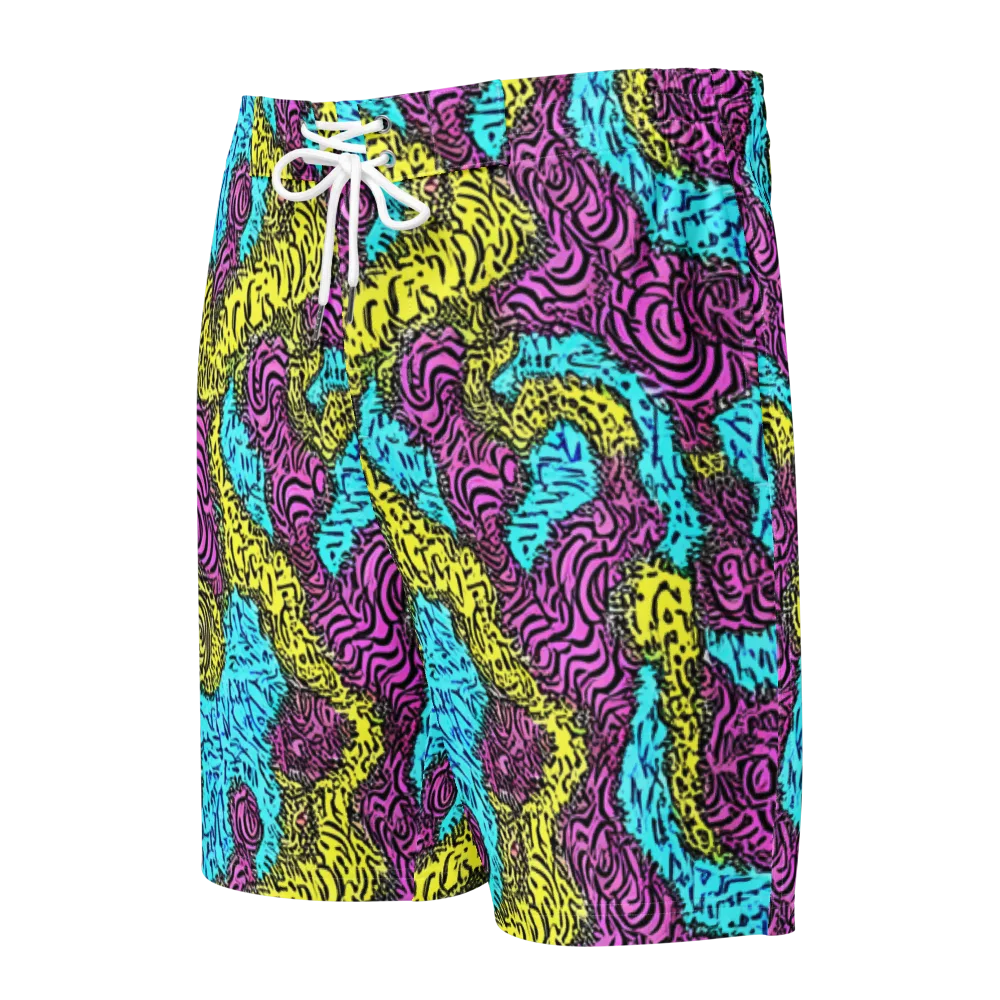 Electric Bloom Maze on Men's Board Shorts — Front