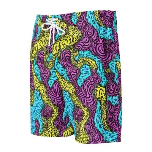 Electric Bloom Maze on a Men's Board Shorts