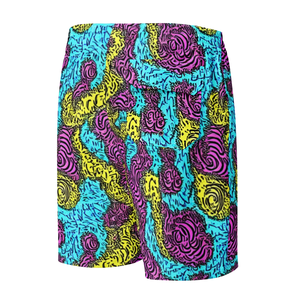Electric Bloom Maze on Men's Board Shorts — Back