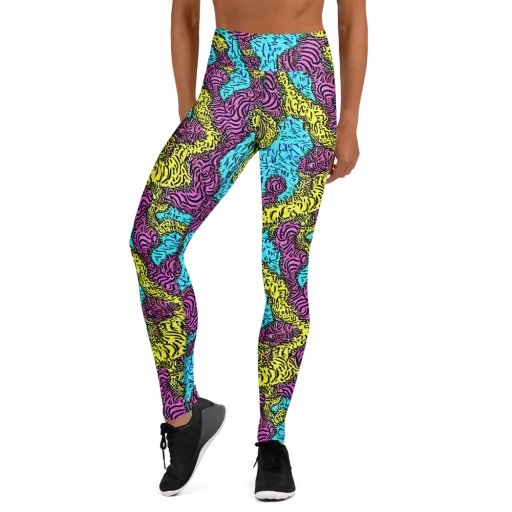 Electric Bloom Maze on a Yoga Leggings