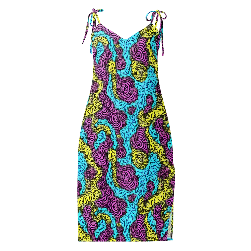 Electric Bloom Maze on Slip Dress — Front