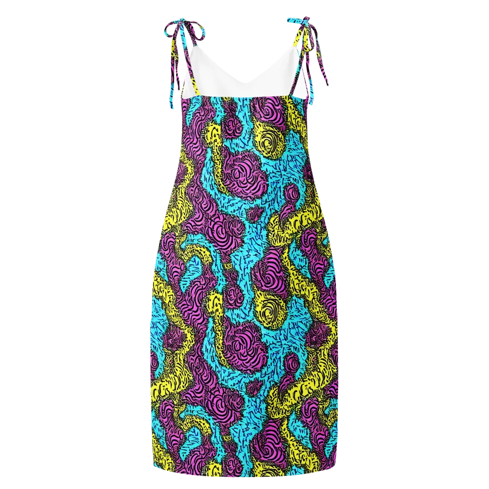 Electric Bloom Maze on Slip Dress — Back