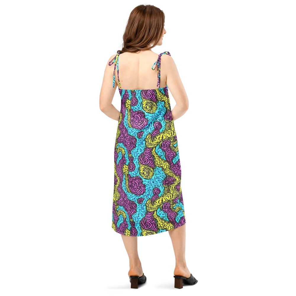 Electric Bloom Maze on Slip Dress — Back