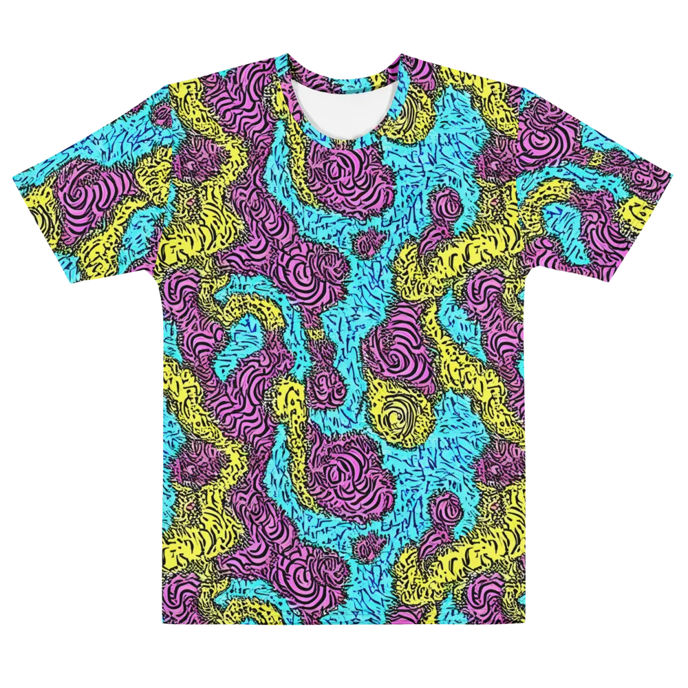 Electric Bloom Maze on Men's Cotton Crew Neck T-Shirt — Front