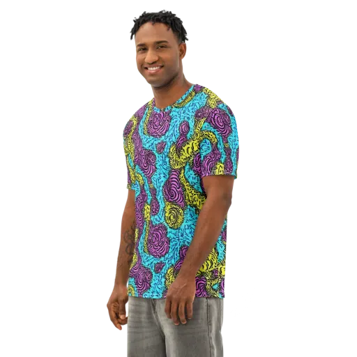 Electric Bloom Maze on a Men's Cotton Crew Neck T-Shirt