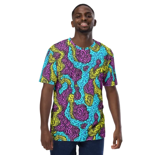 Electric Bloom Maze on a Men's Crew Neck T-Shirt