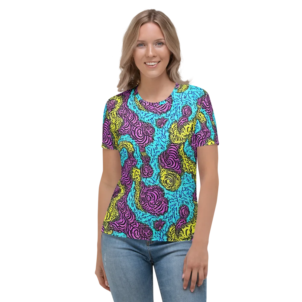 Electric Bloom Maze on Women's Crew Neck T-Shirt — Front