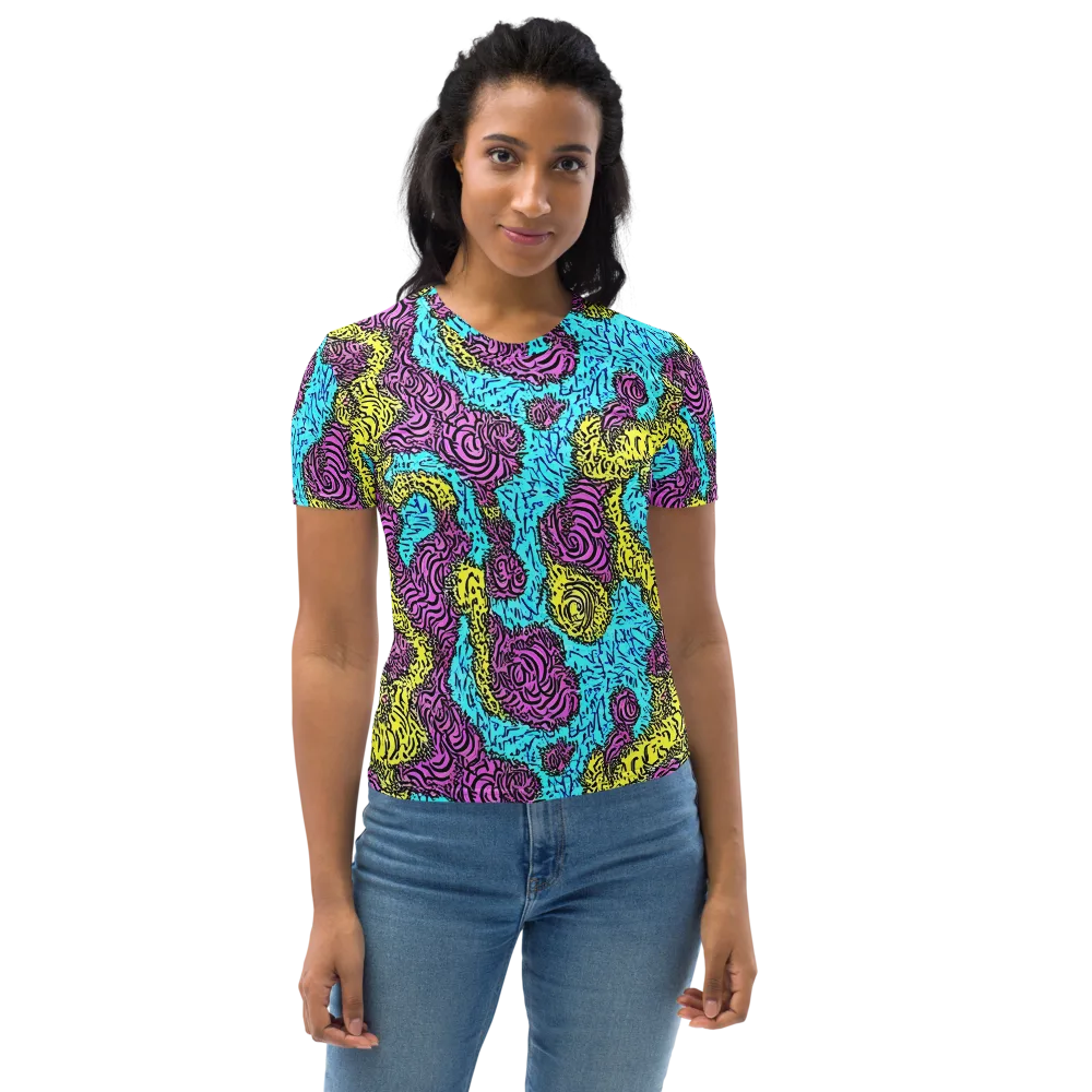 Electric Bloom Maze on Women's Crew Neck T-Shirt — Front