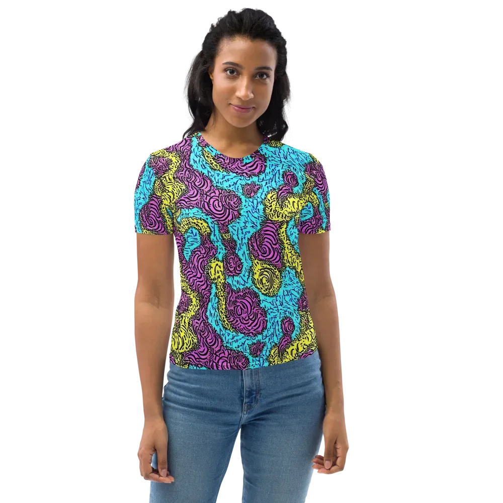 Electric Bloom Maze on Women's Crew Neck T-Shirt — Front