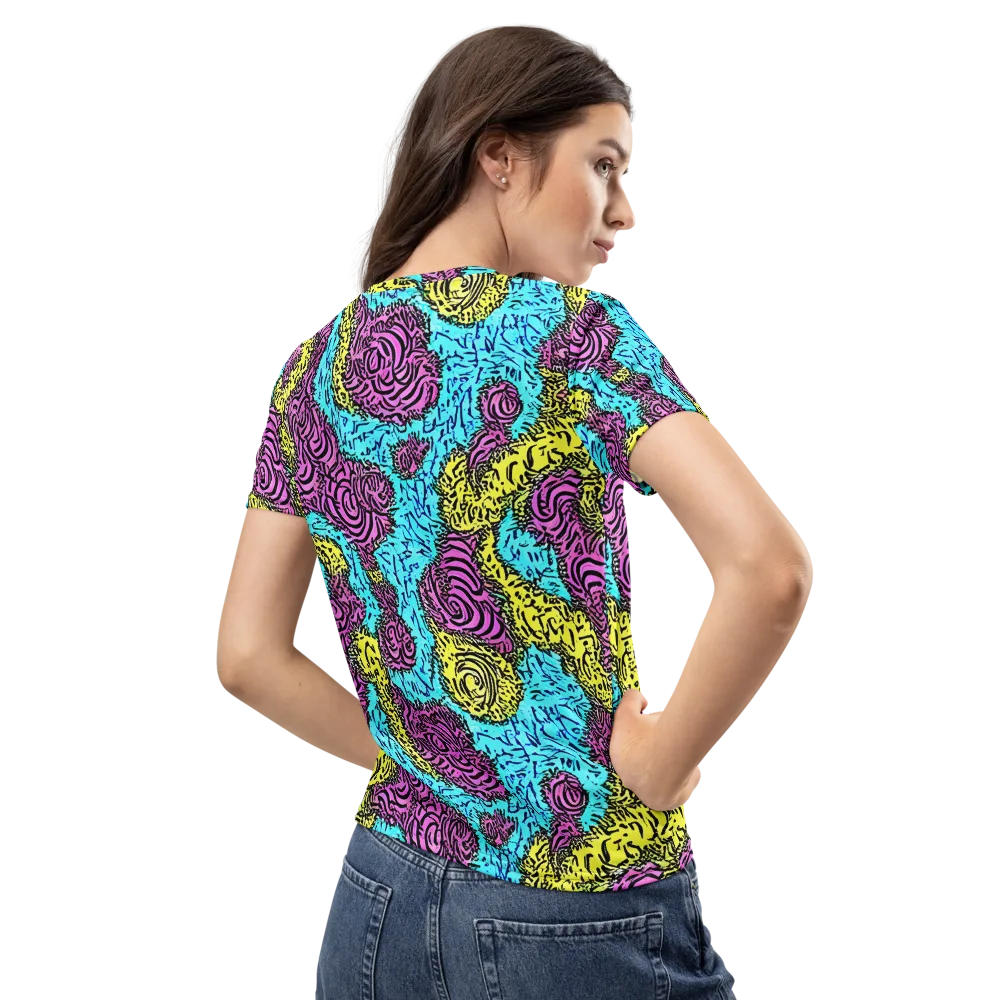 Electric Bloom Maze on Women's Crew Neck T-Shirt — Back