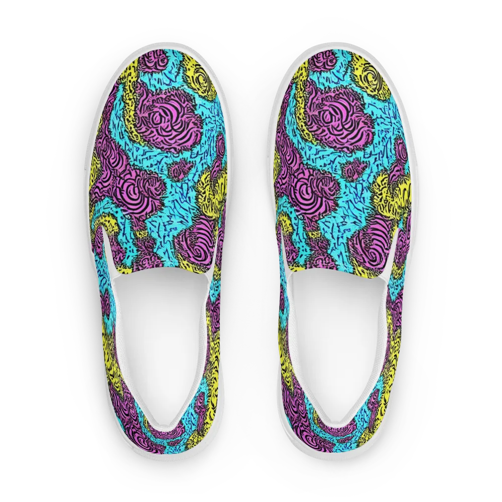 Electric Bloom Maze on Men's Slip-On Canvas Shoes — Front