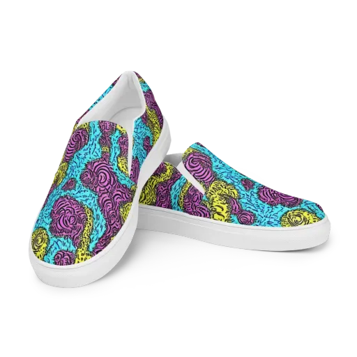 Electric Bloom Maze on a Men's Slip-On Canvas Shoes