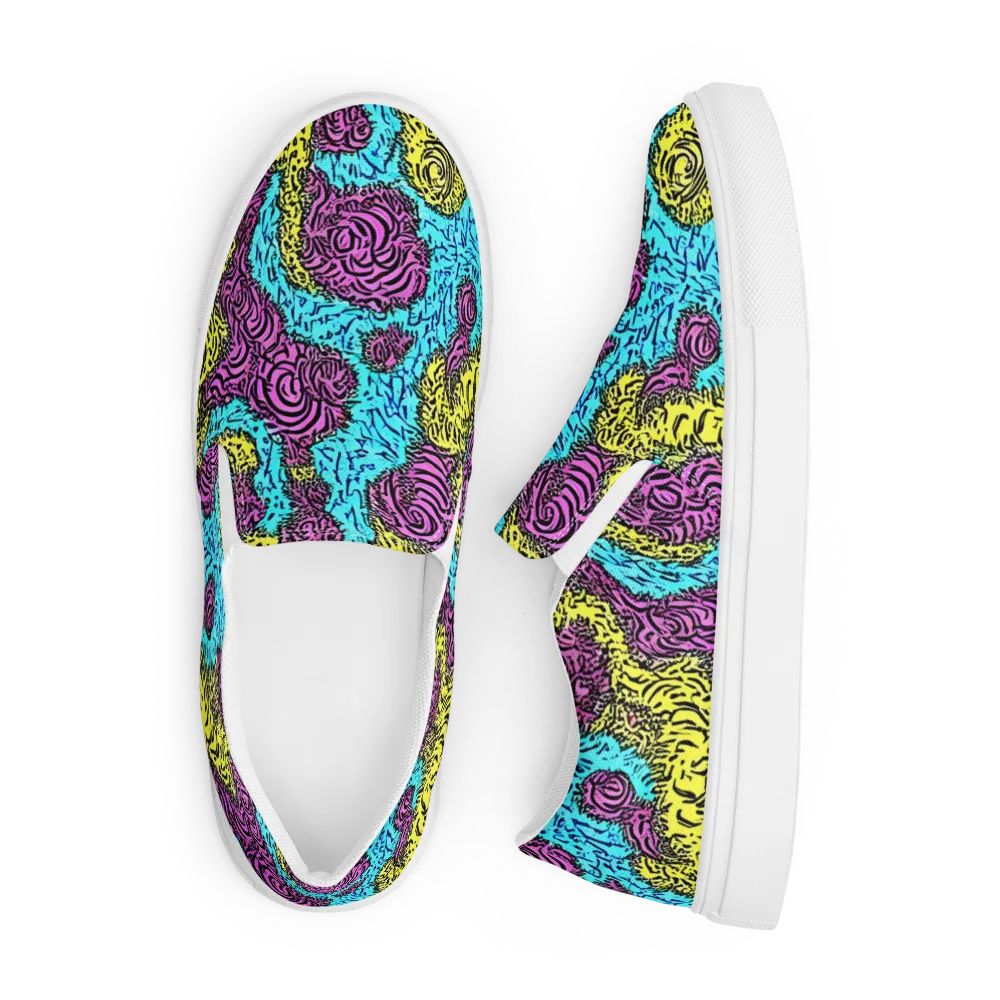 Electric Bloom Maze on Men's Slip-On Canvas Shoes — Front