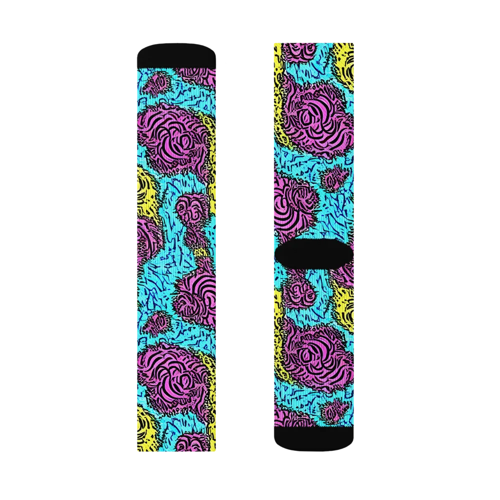 Electric Bloom Maze on Socks — Left Sock
