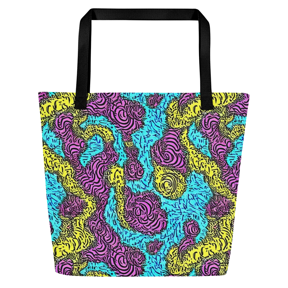 Electric Bloom Maze on Large Tote Bag W/ Pocket — Front